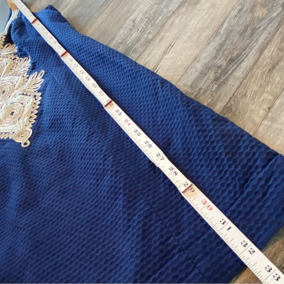 LILLY PULITZER Navy “Junie” Shift Dress with Gold Embroidered Detailing, Size 4 - Picture 12 of 16